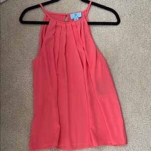 NWT CeCe Pink/salmon Pleated Sleeveless Camisole Blouse size medium